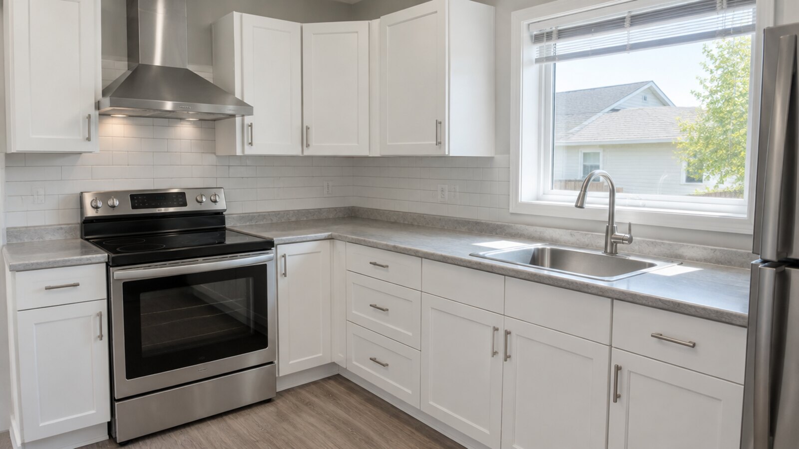 La cocina recién renovada de una propiedad en alquiler