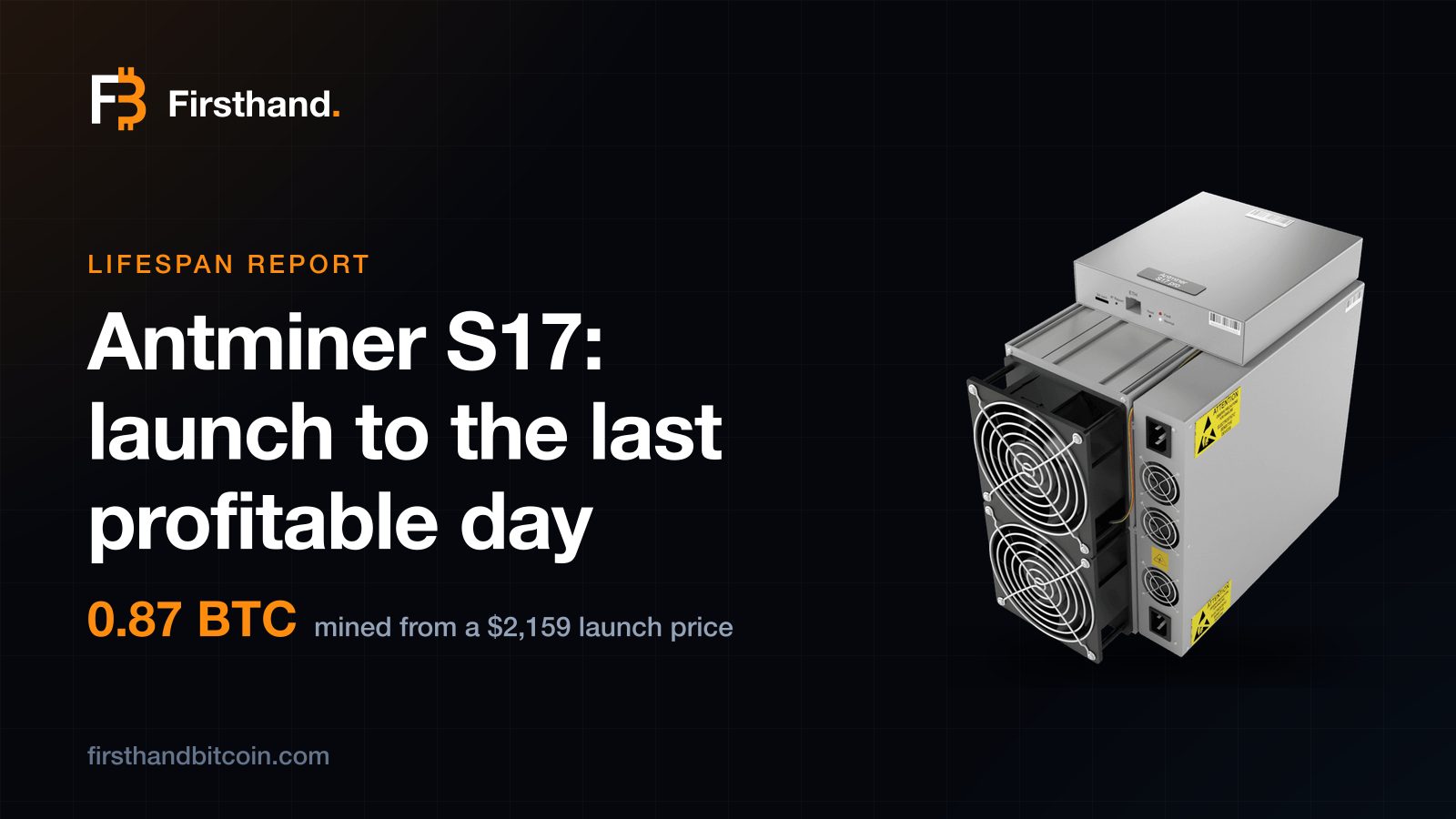 Firsthand lifespan report card: the Antminer S17 mined 0.87 BTC from a $2,159 launch price