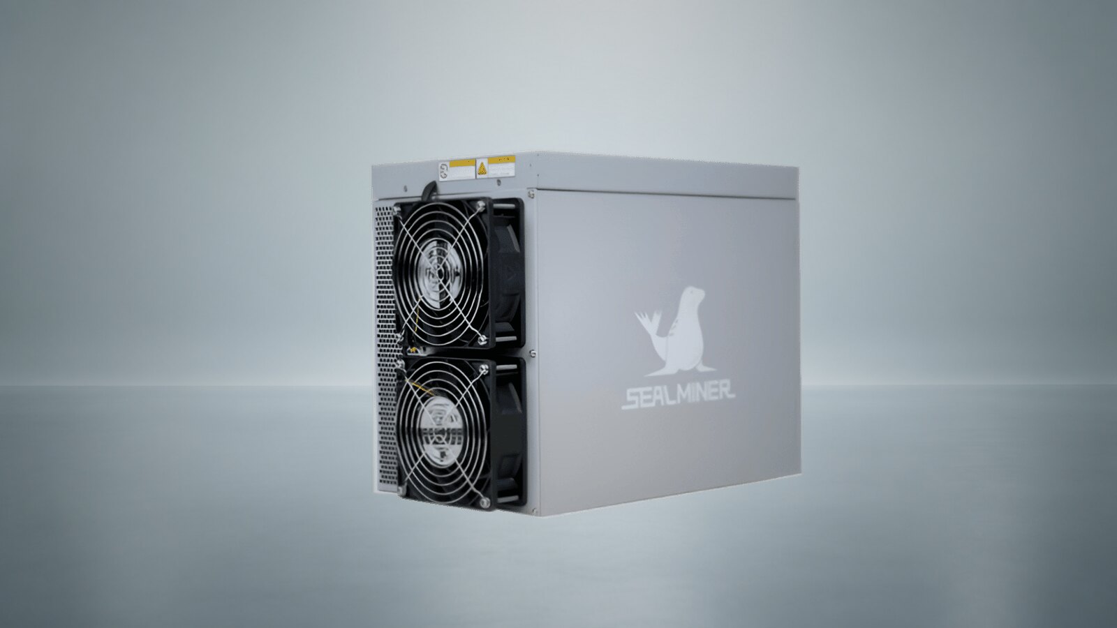 Una Bitdeer SealMiner A2 Pro Air sobre un fondo de estudio luminoso